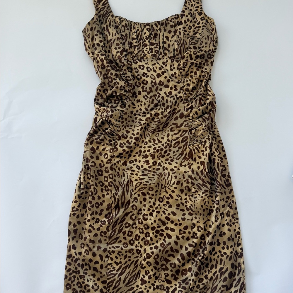 David Meister Silk Cheetah Dress Size 2
